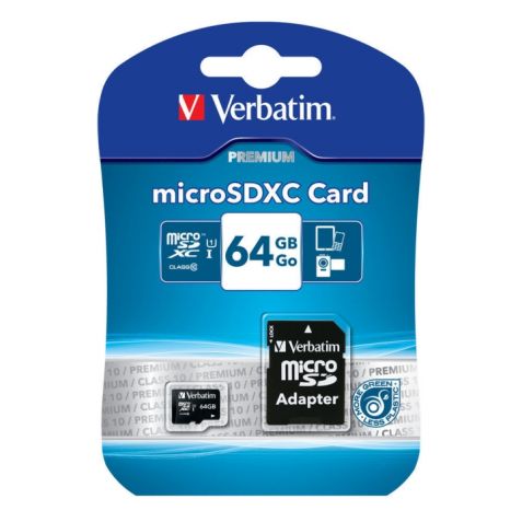 Verbatim 64GB microSDXC Class 10 Card with Adapter