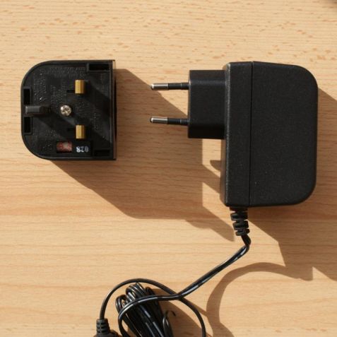Euro two-pin to UK three-pin Mains Plug Adapter