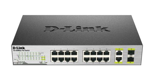 D-Link DES-1018P 18-Port Fast PoE Switch with 2 Gigabit Uplink Ports