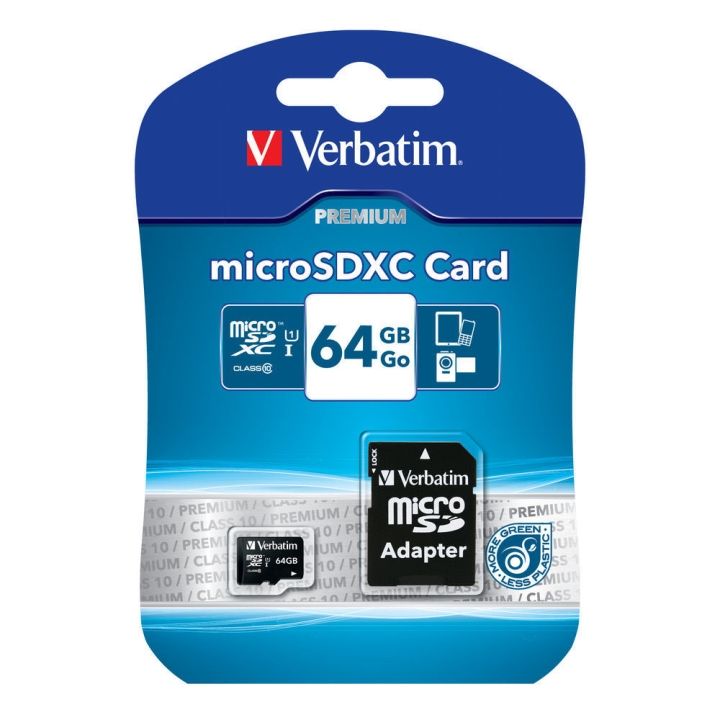 Verbatim 64GB microSDXC Class 10 Card with Adapter