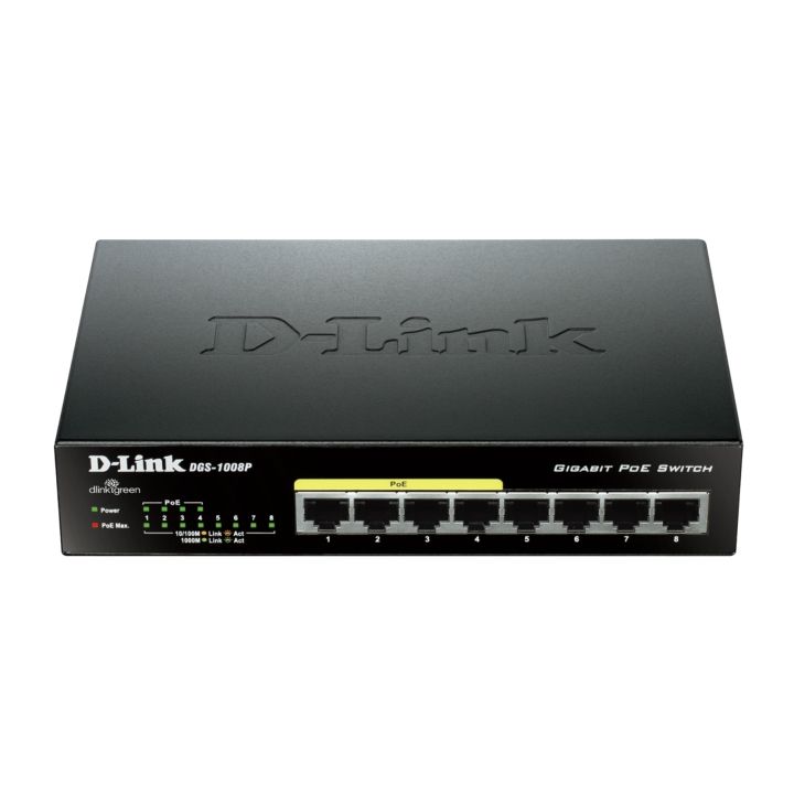 D-Link DGS-1008P 8-Port Desktop Gigabit Switch with 4 PoE+ Ports