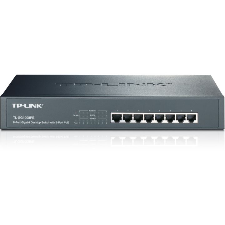 TP-Link TL-SG1008PE 8-Port Gigabit Desktop/Rackmount Switch with 8-Port PoE 