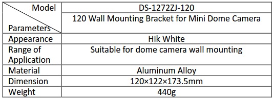 Hikvision DS-1272ZJ-120 Wall Mount Bracket