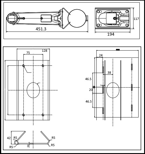 Hikvision DS-1602ZJ-POLE Wall Mount Pole Bracket