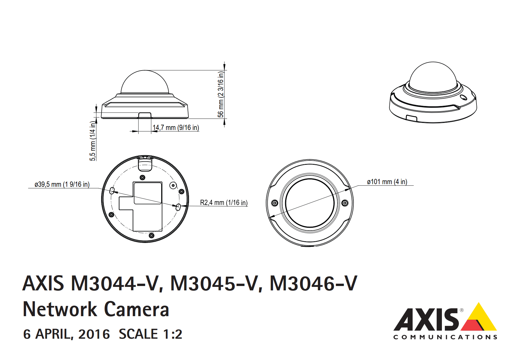 Axis M3044-V Dimensions
