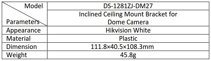 DS-1281ZJ-DM27 table