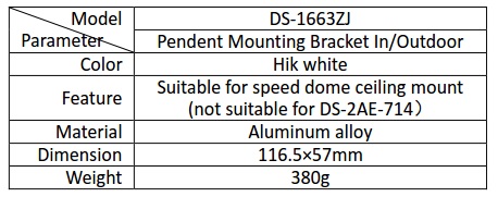 DS-1663ZJ table