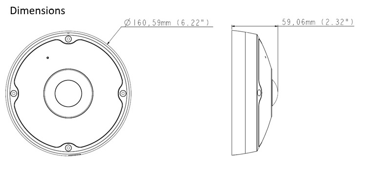 Geovision GV-FER5700 5MP Fisheye Camera Dimensions