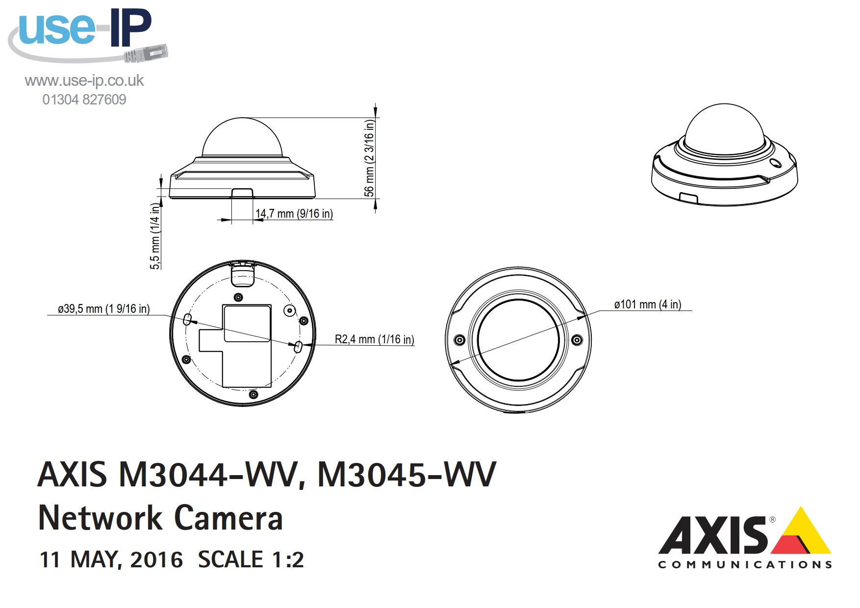 Axis M3044-WV Dimensions
