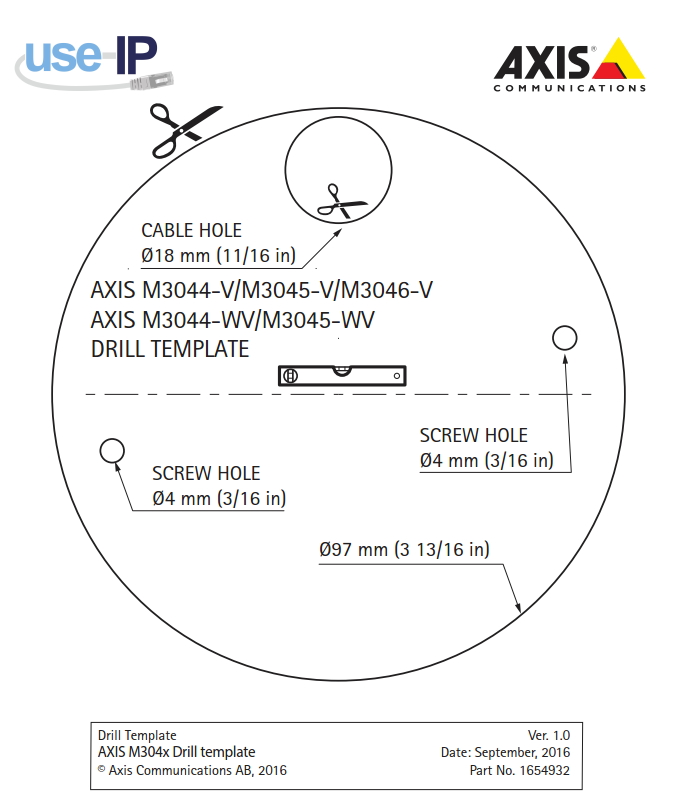 Axis M3044-WV Drill Template