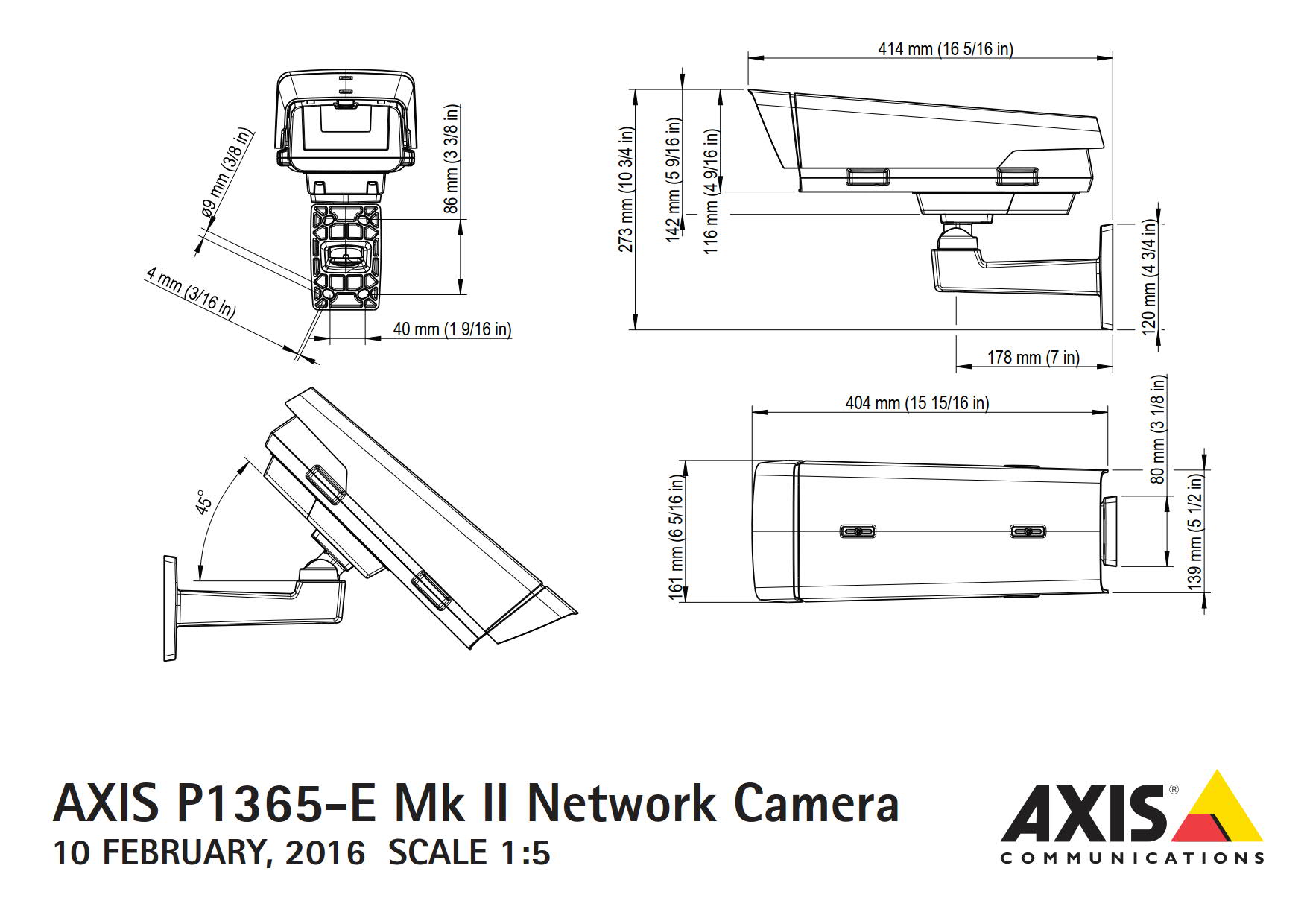 Axis P1365-E Mk II Dimensions