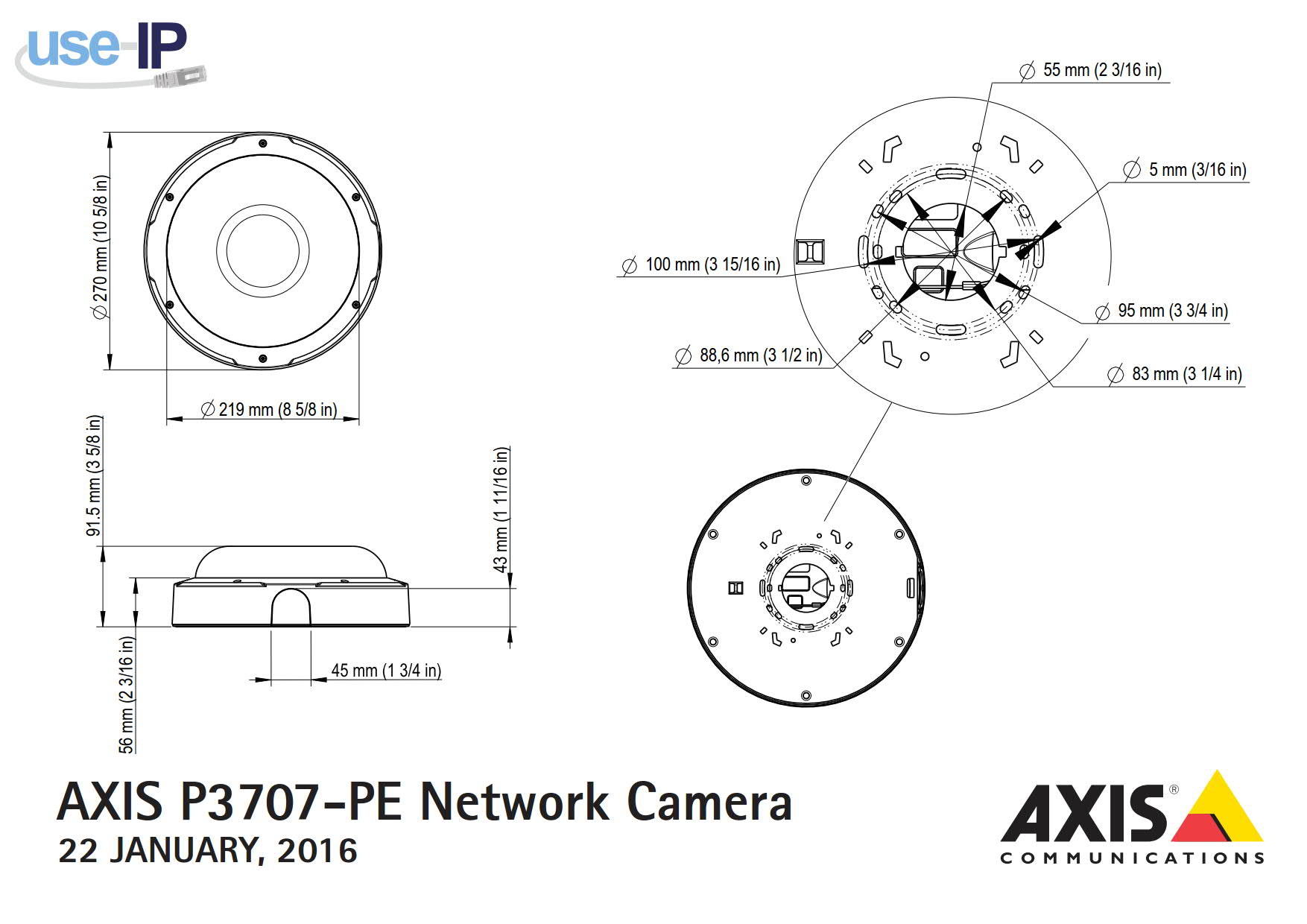 Axis P1254 Dimensions