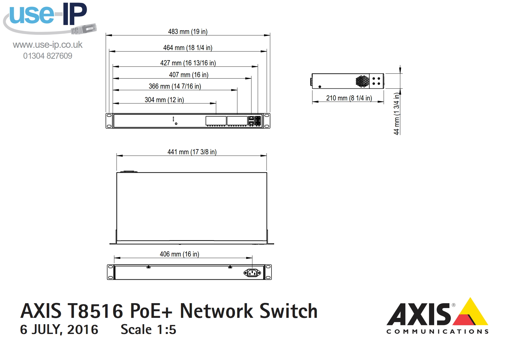 Axis T8516 Dimensions