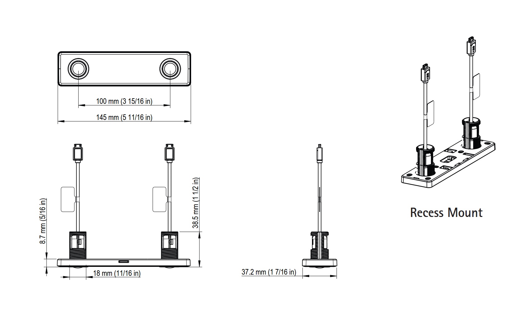 F8804 Recess Mount Dimensions