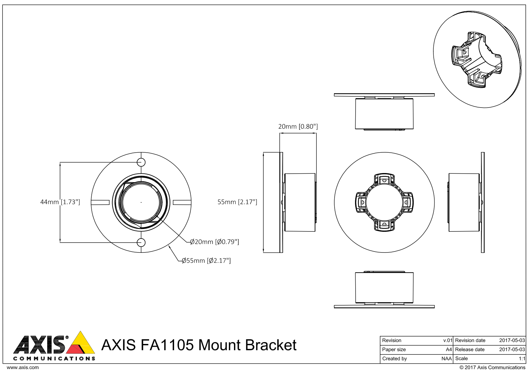 FA1105 Bracket Dimensions