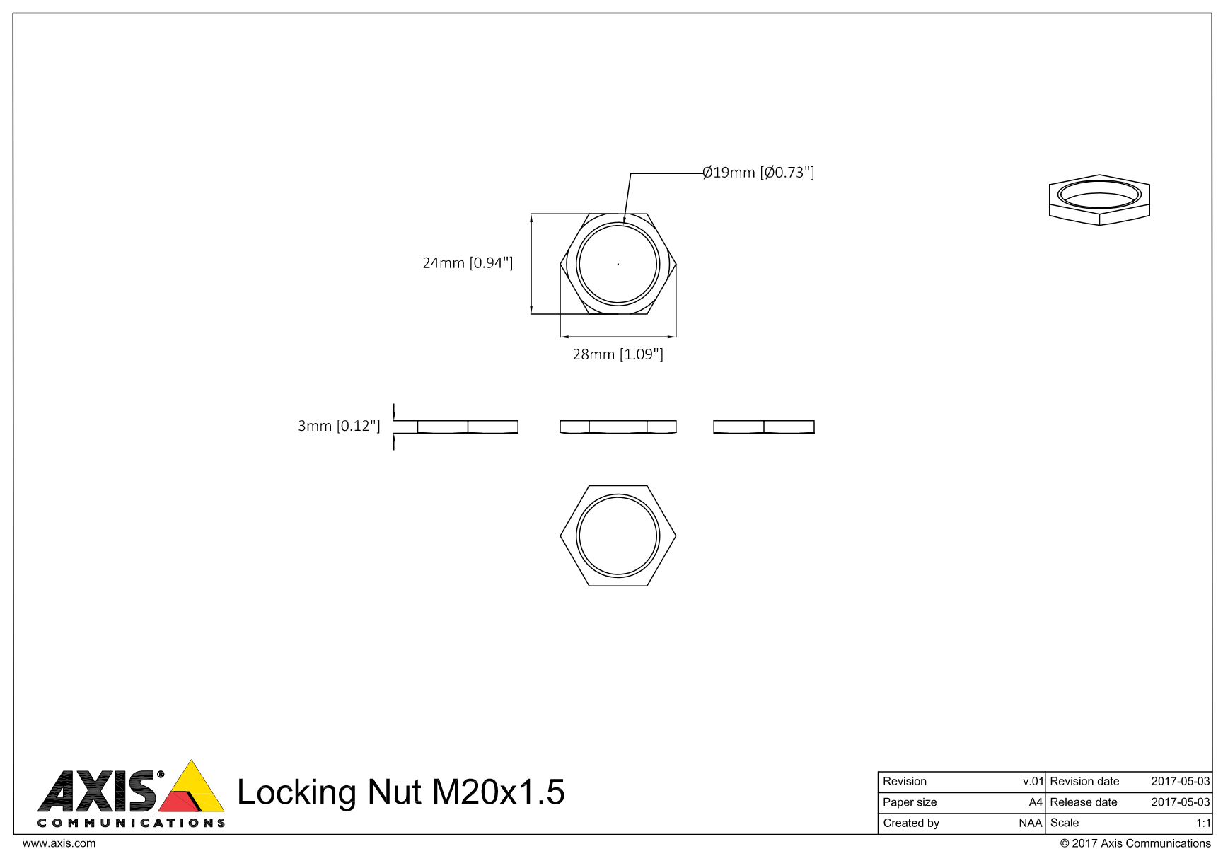 FA1105 Nut Dimensions