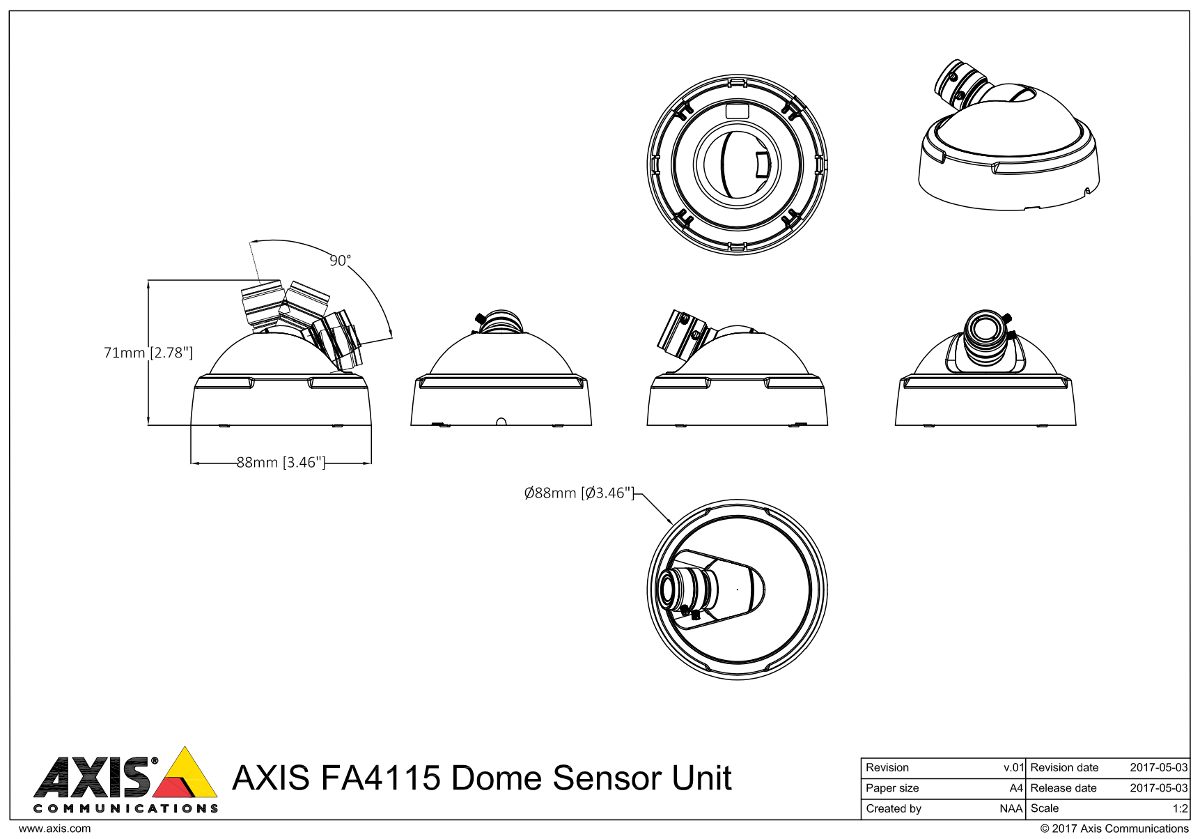AXIS FA4115 Unit Dimensions