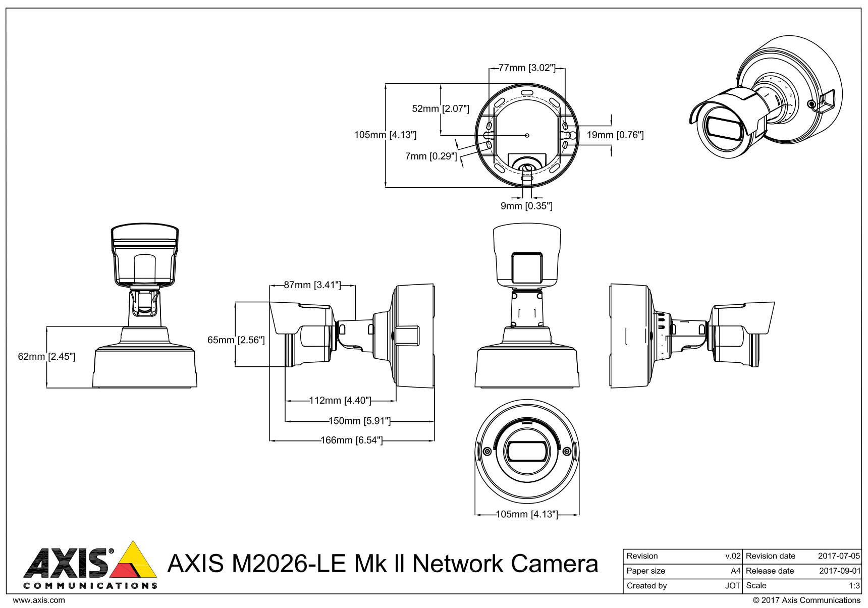 Axis M2026-LE Dimensions