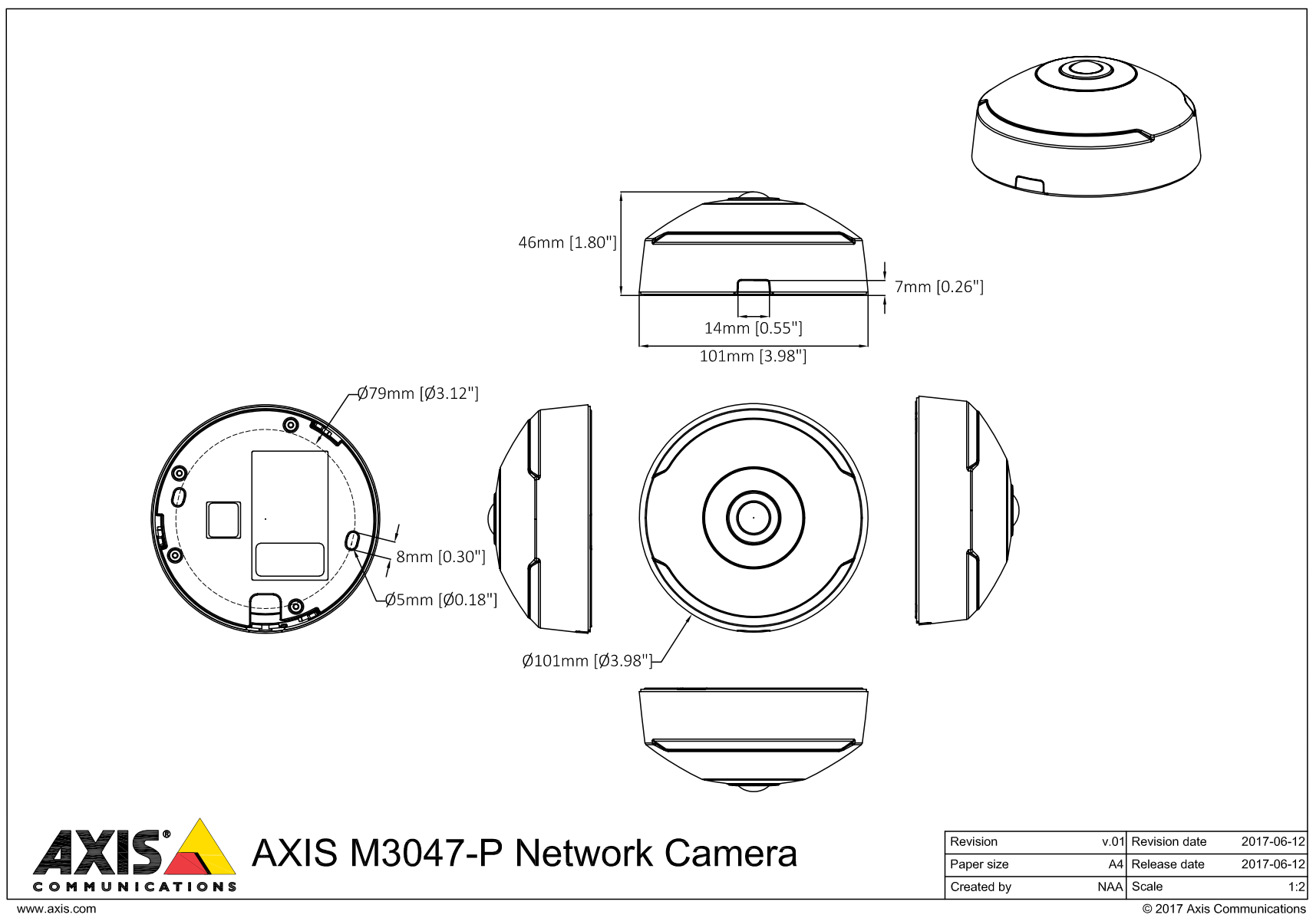 Axis M3047-P Dimensions