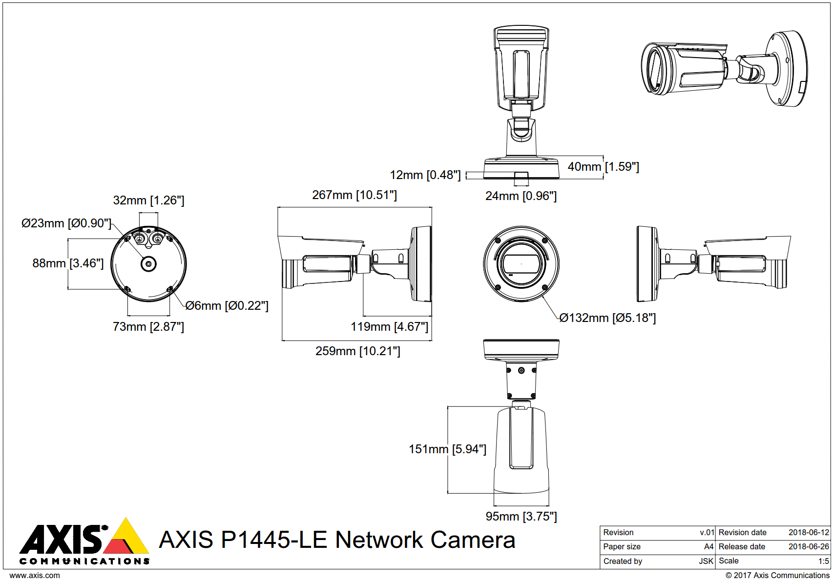 P1445-LE Dimensions