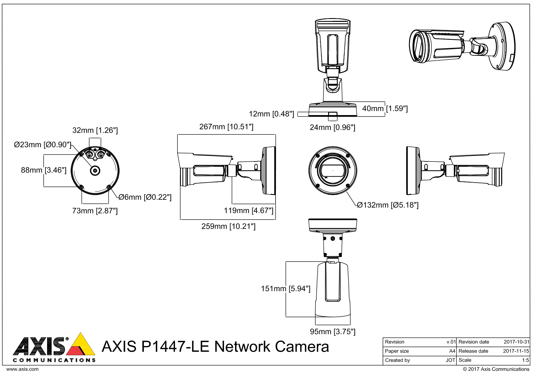 P1447-LE Dimensions
