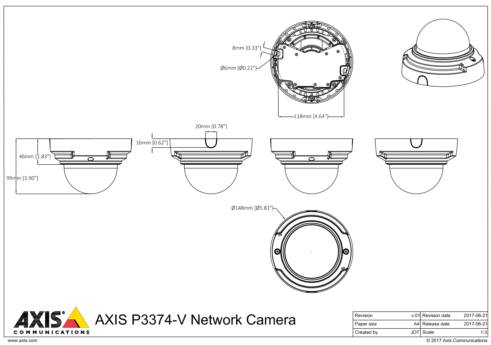 P3374-V Dimensions P3374-V