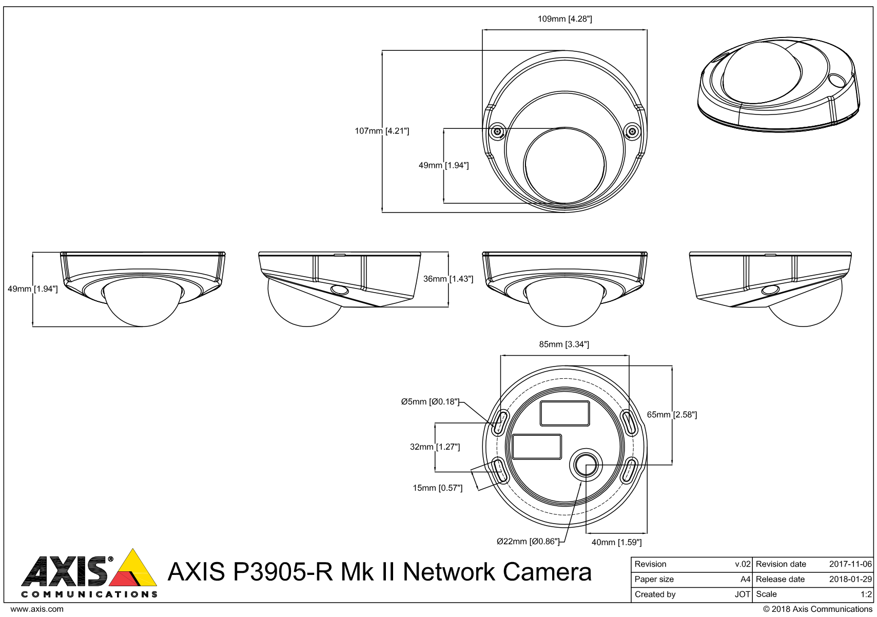 P3905-R Mk II Dimensions