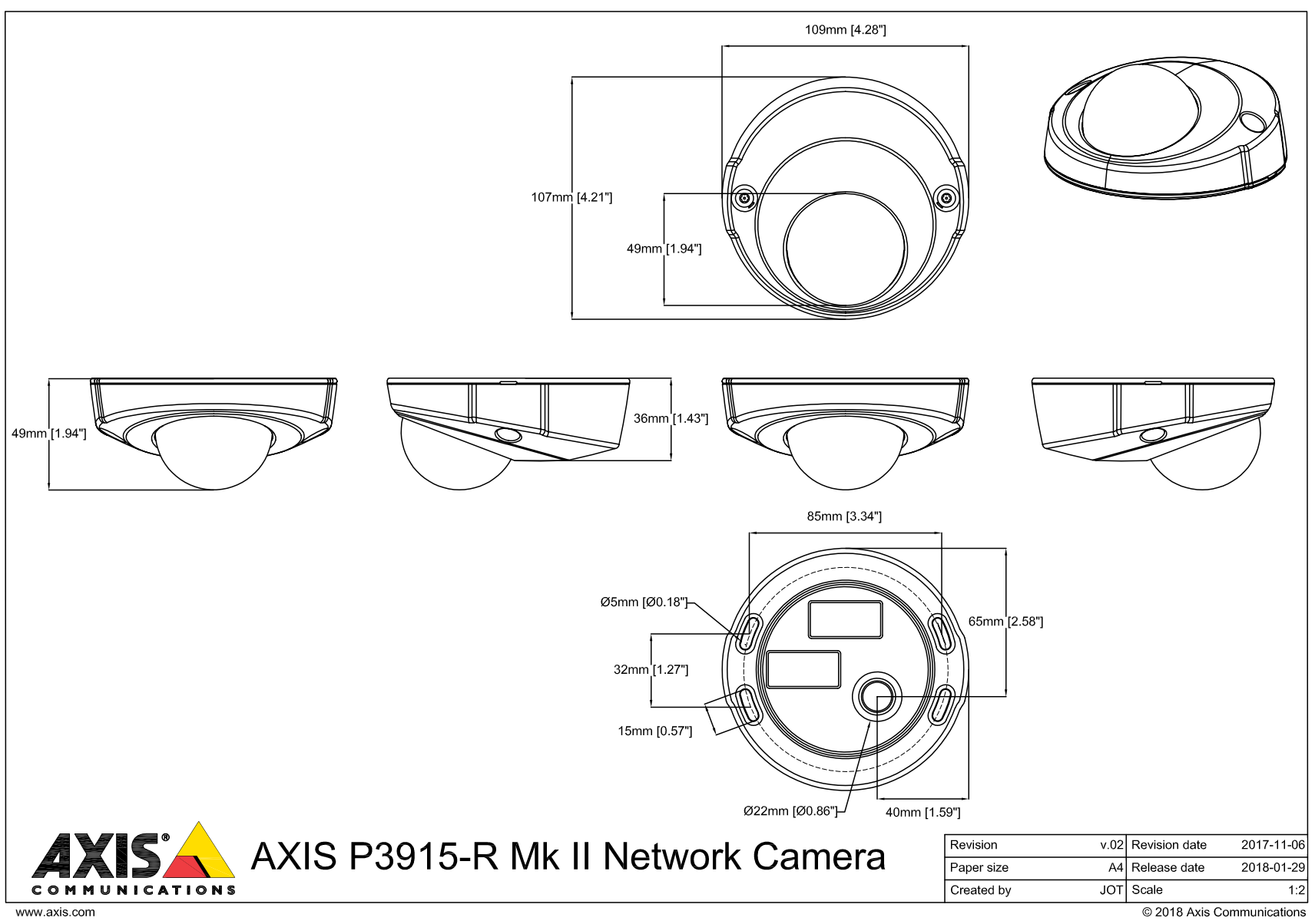 P3915-R Mk II Dimensions