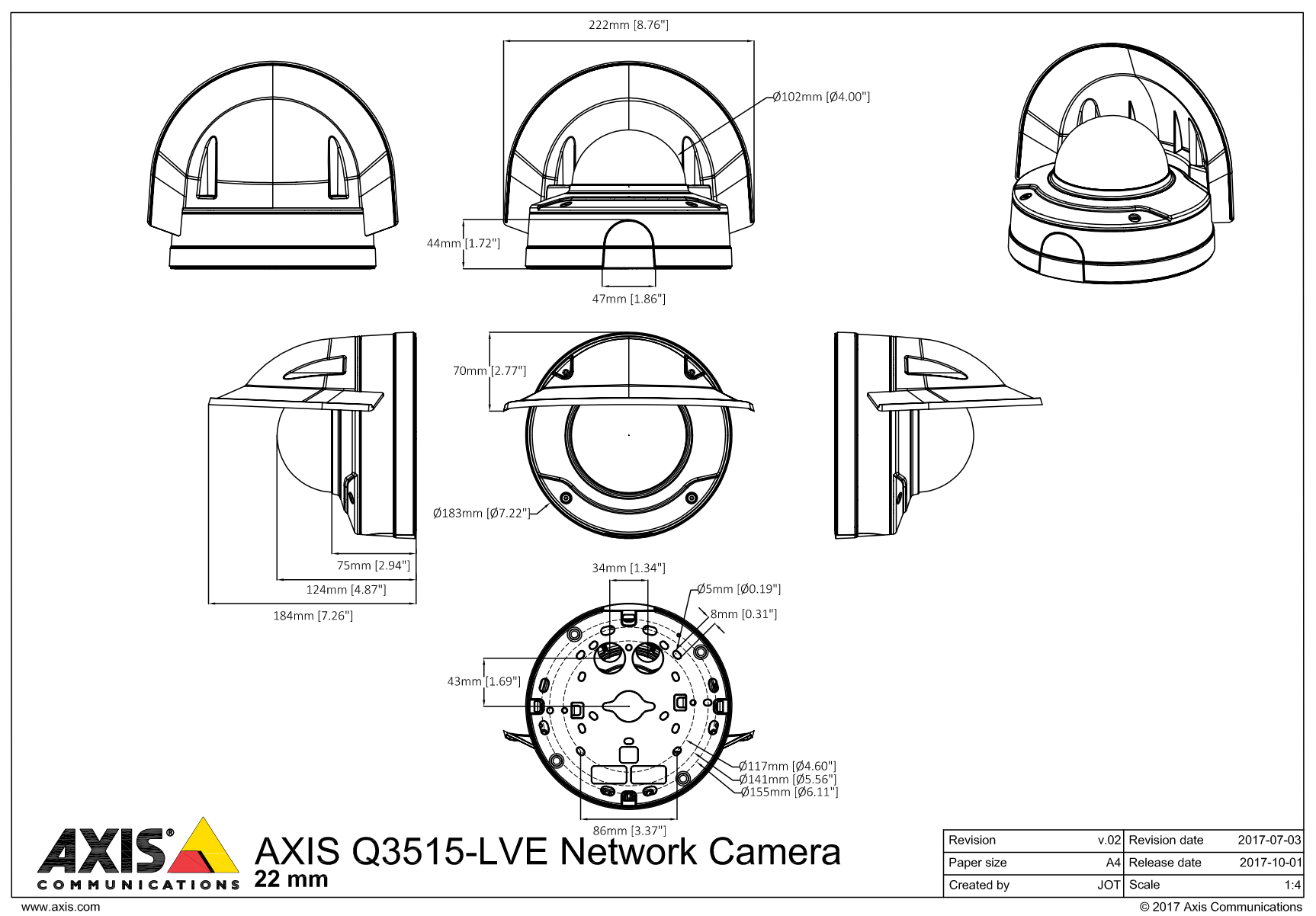 Q3515-LVE Dimensions