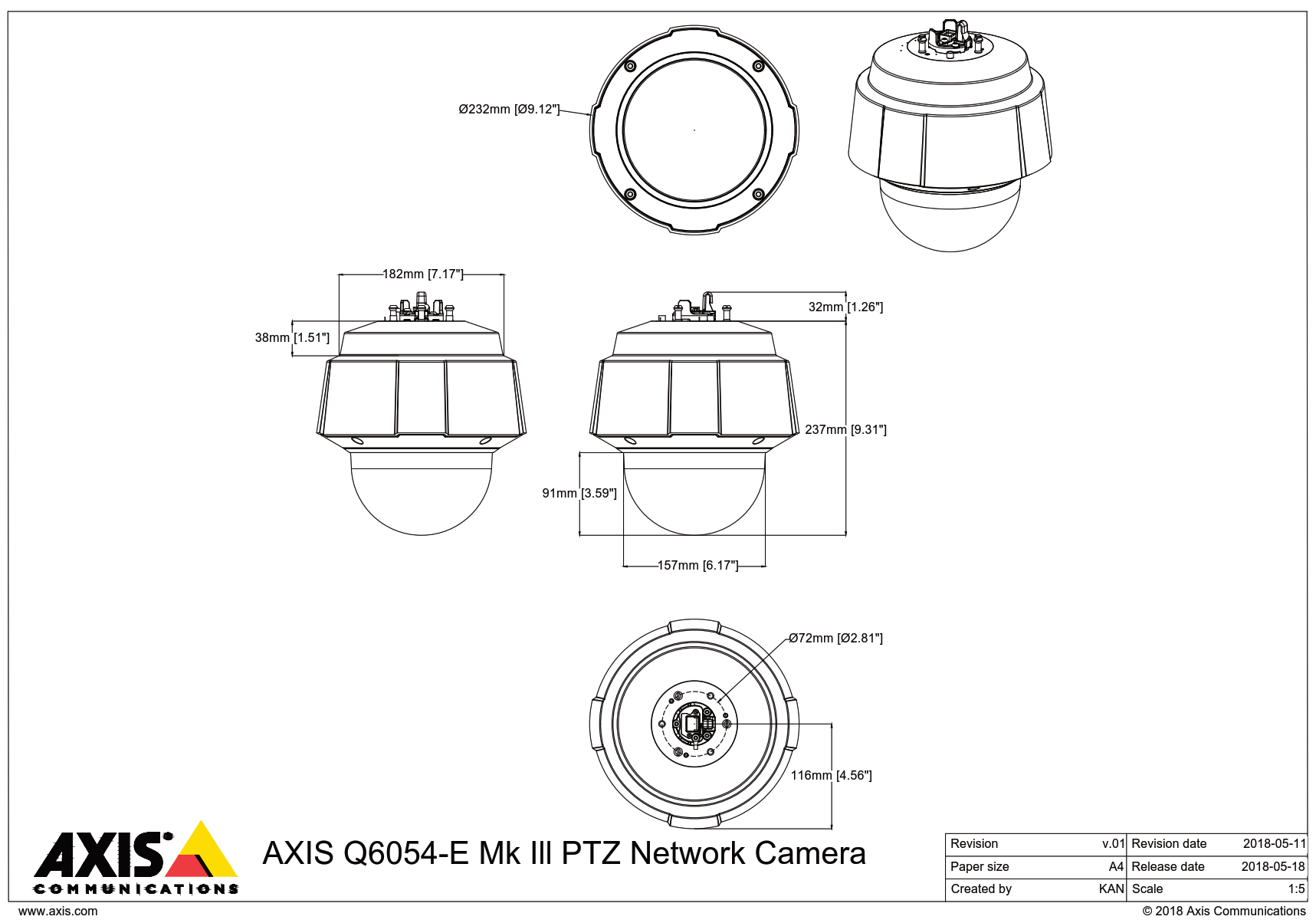 Q6054-E Mk III Dimensions