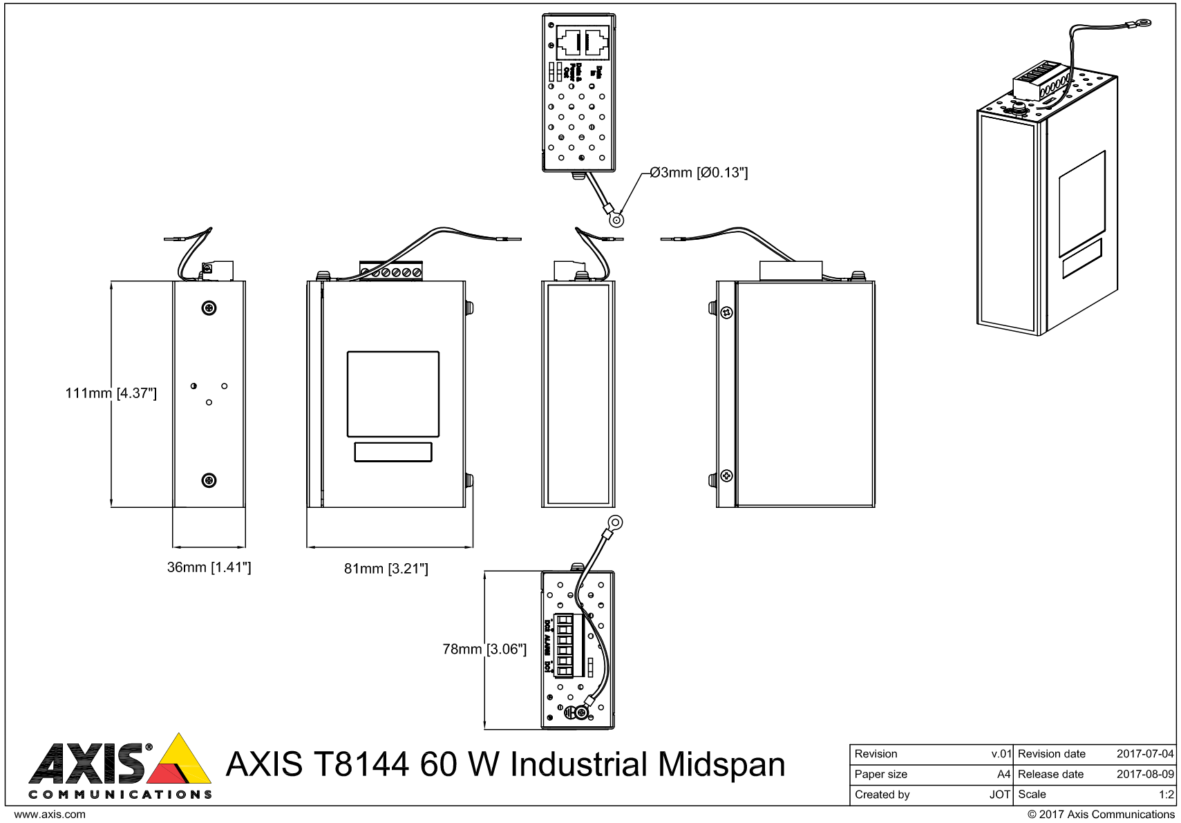 T8144 Dimensions T8144